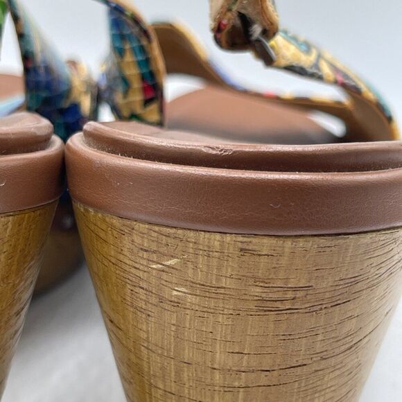 NATURALIZER N5 CONTOUR Wooden Heels Floral Slingback Shoes 9 - Picture 6 of 14